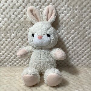 White Bunny Plush Rattle | Pastel Pink Accents | Baby Toy 10" Soft Easter Gift 🌸